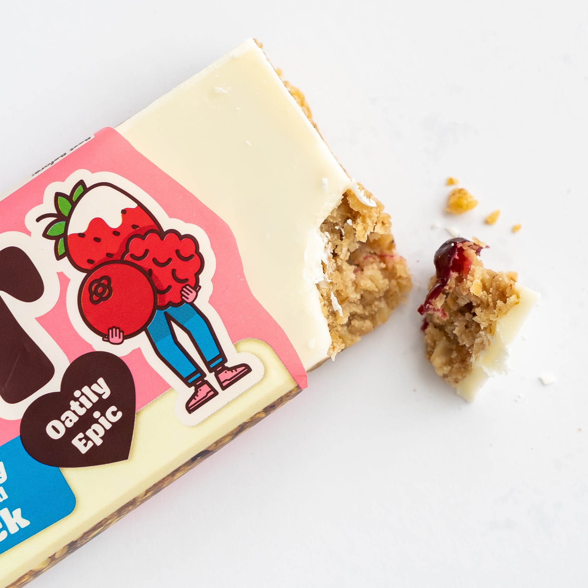 A close up of a half opened Mixed Berry Yoghurt Topped Giant Bar