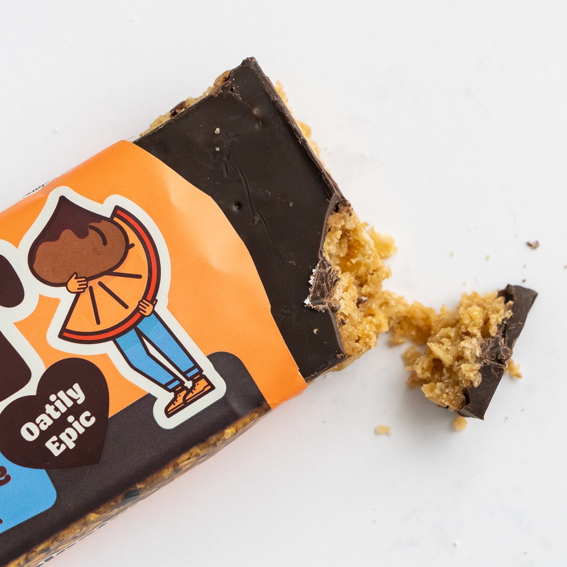 A close up of a half opened Topped Choc Orange Giant Bar
